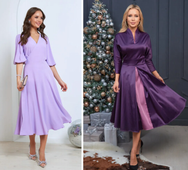 новогодние фиолетовые платья